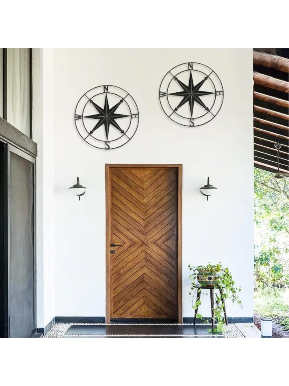 Round Metal Compass Wall Art - 11